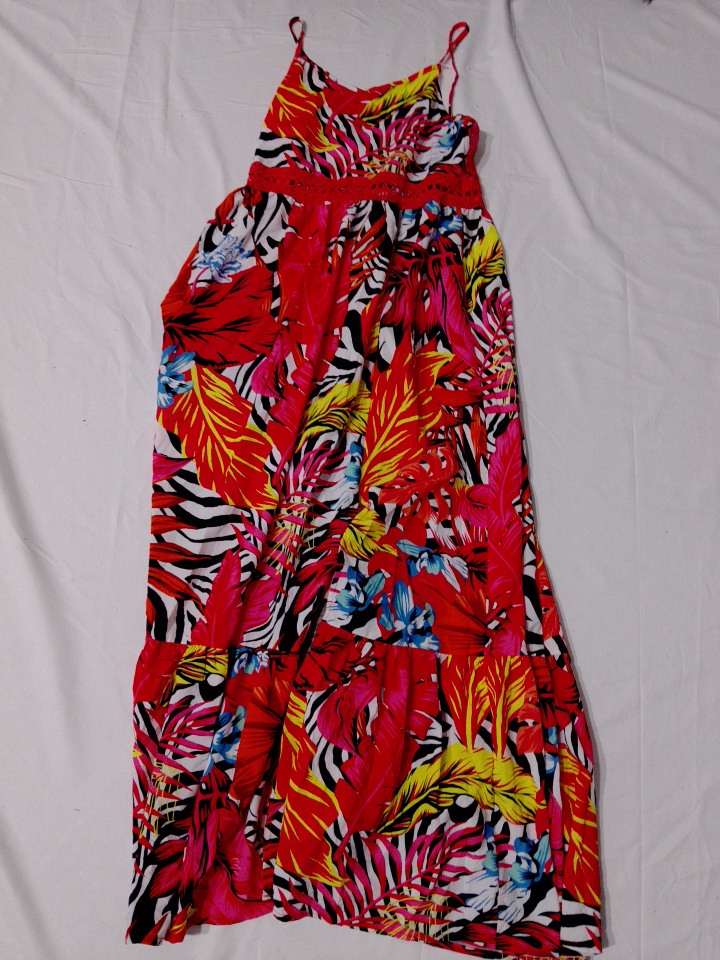 Vibrant Tropical Floral and Zebra Print Spaghetti ..