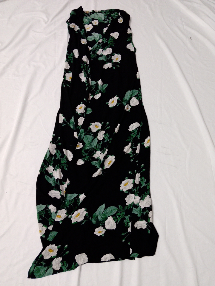 Black Sleeveless Floral Print Maxi Wrap Dress
