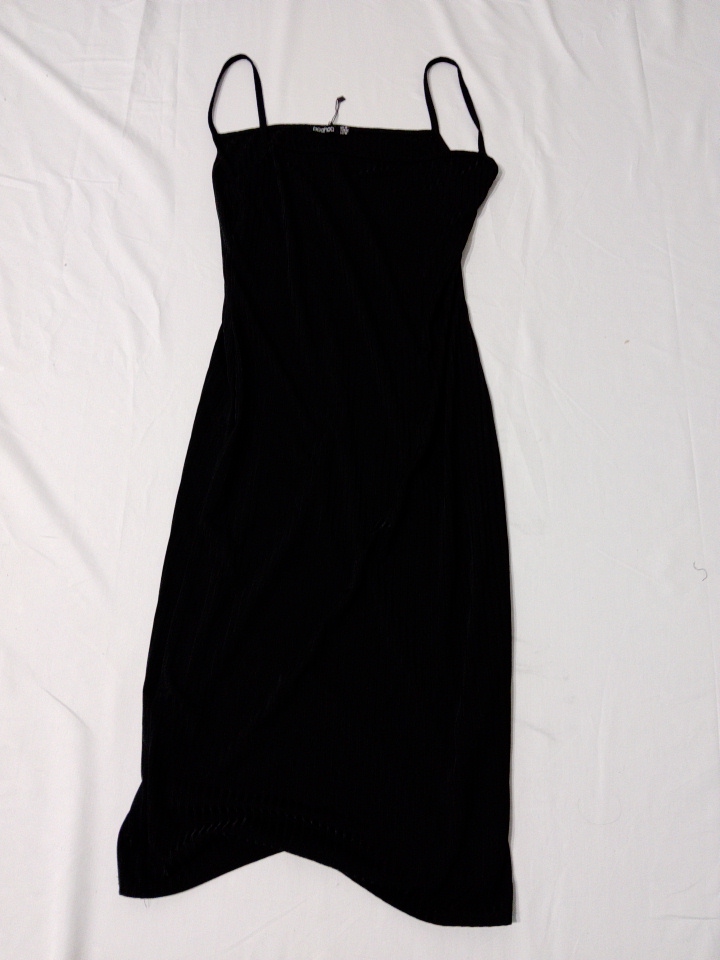 Boohoo Black Spaghetti Strap Mini Slip Dress UK 8