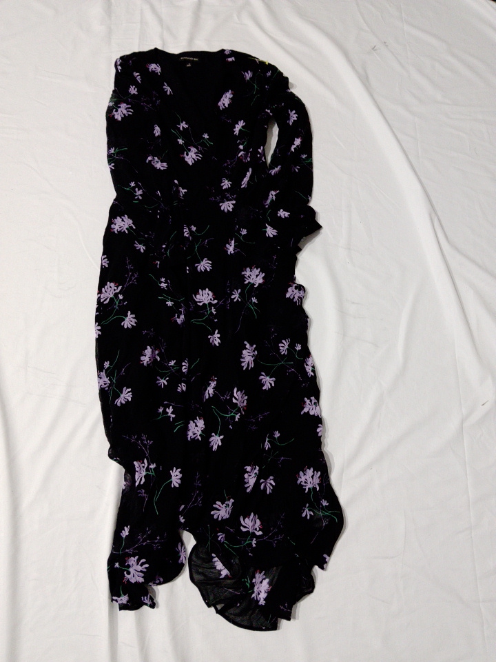 Banana Republic Black Floral Wrap Maxi Dress Size ..