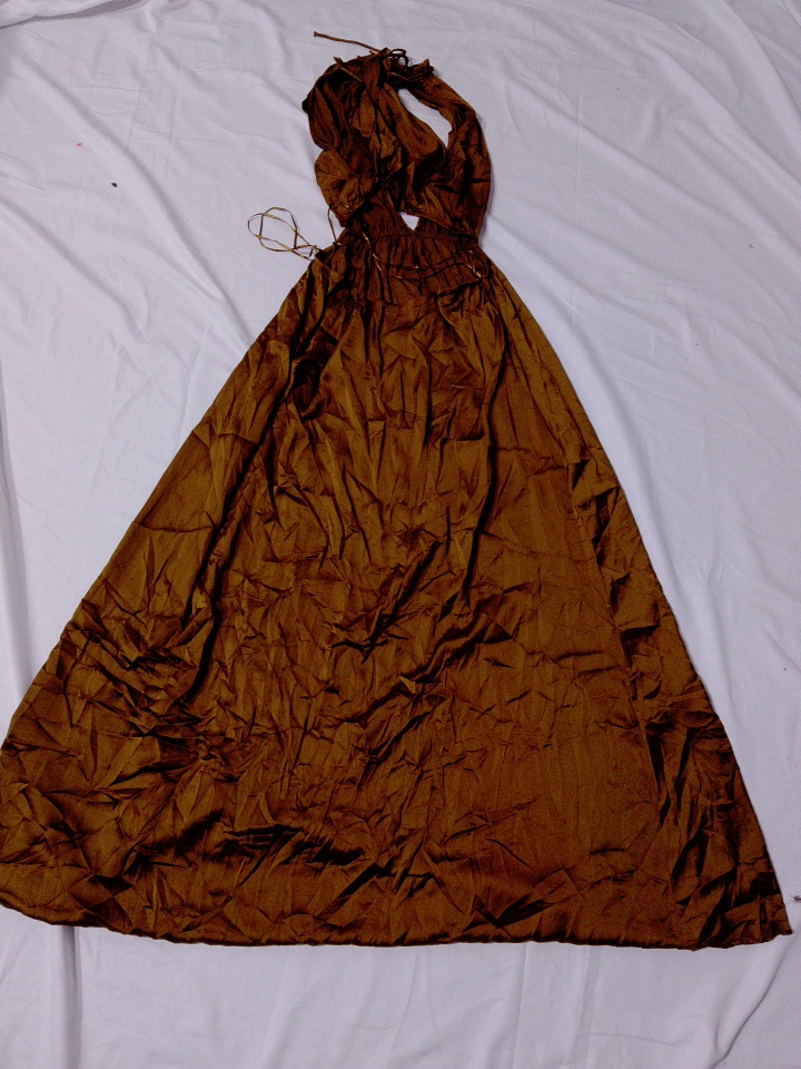 Zara Brown Satin Maxi Halter Neck Dress