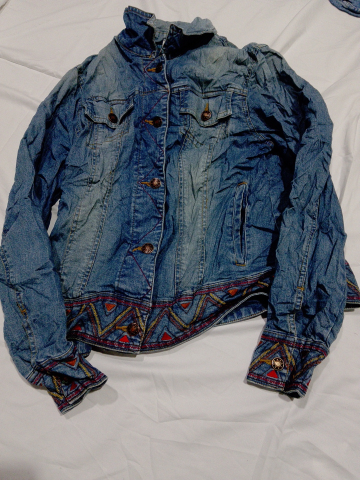 Coldwater Creek Embroidered Denim Jacket with Geom..