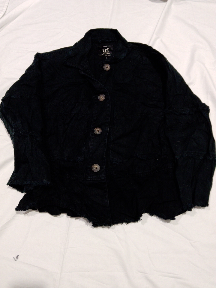 Zara TRF Distressed Black Denim Jacket