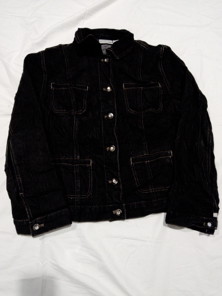 Chico's Dark Wash Denim Jacket - Button-Front with..