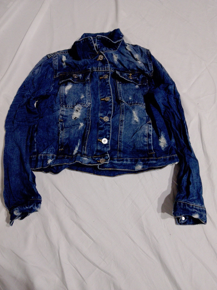 Giacca di jeans cropped strappata da donna Highway