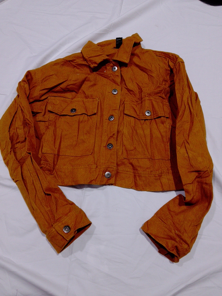 Forever 21 Cropped Corduroy Jacket in Rust Brown