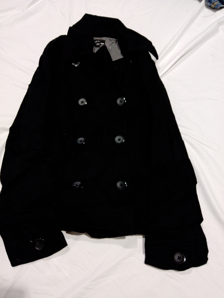 H&M Black Double-Breasted Wool Blend Coat Size M