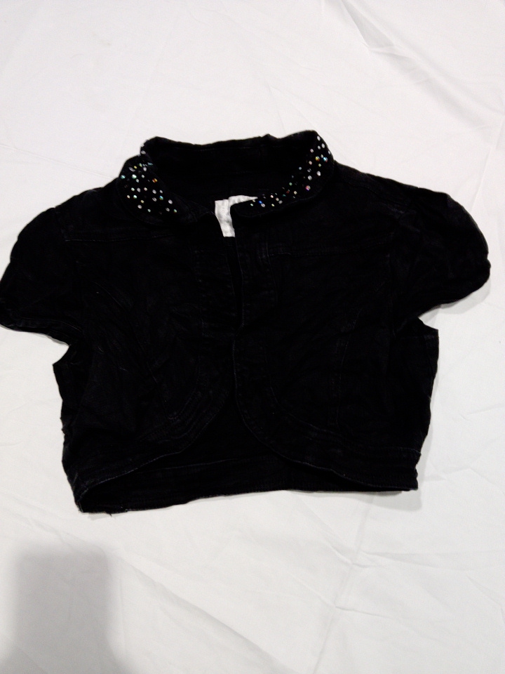 Mango Black Velvet Bolero Shrug with Sequined Coll..