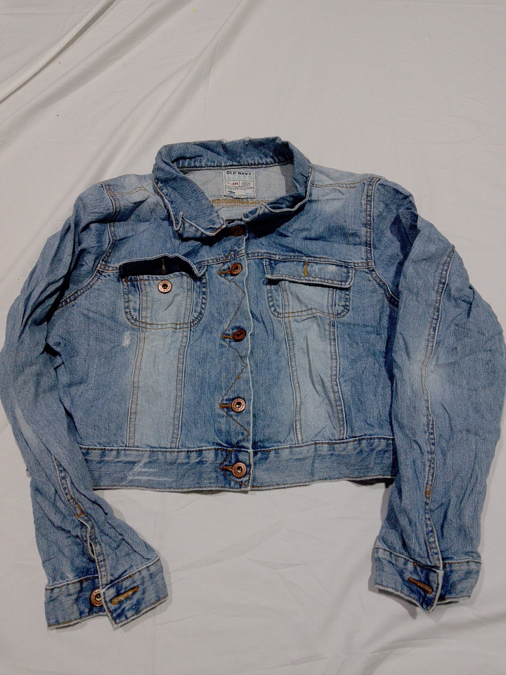Veste en denim cropped Old Navy en lavage moyen