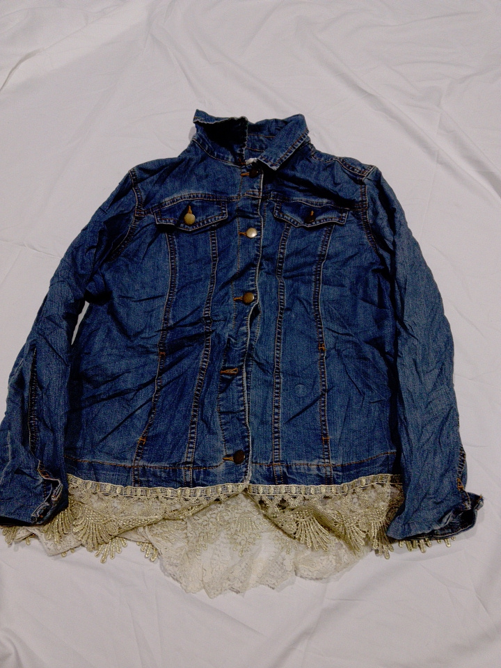 Craft & Barrow Denim Jacket with Lace Hem Details