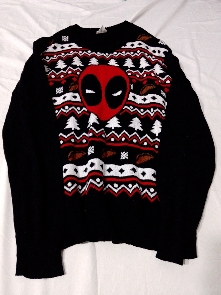 Marvel Deadpool Christmas Ugly Sweater - Black Kni..
