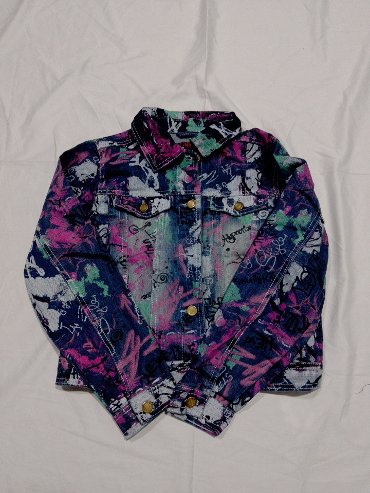 Graffiti Print Denim Jacket