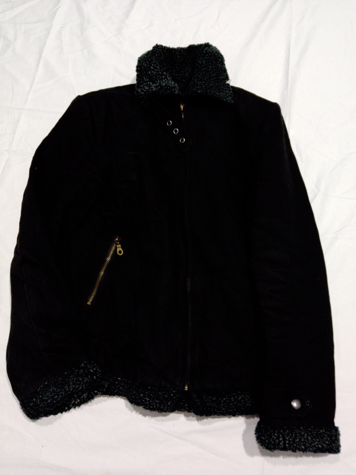 Veste bomber zippée noire avec col et poignets en ..