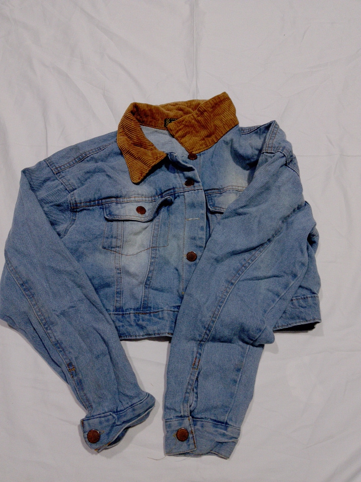 TAXI Denim Jacket with Corduroy Collar