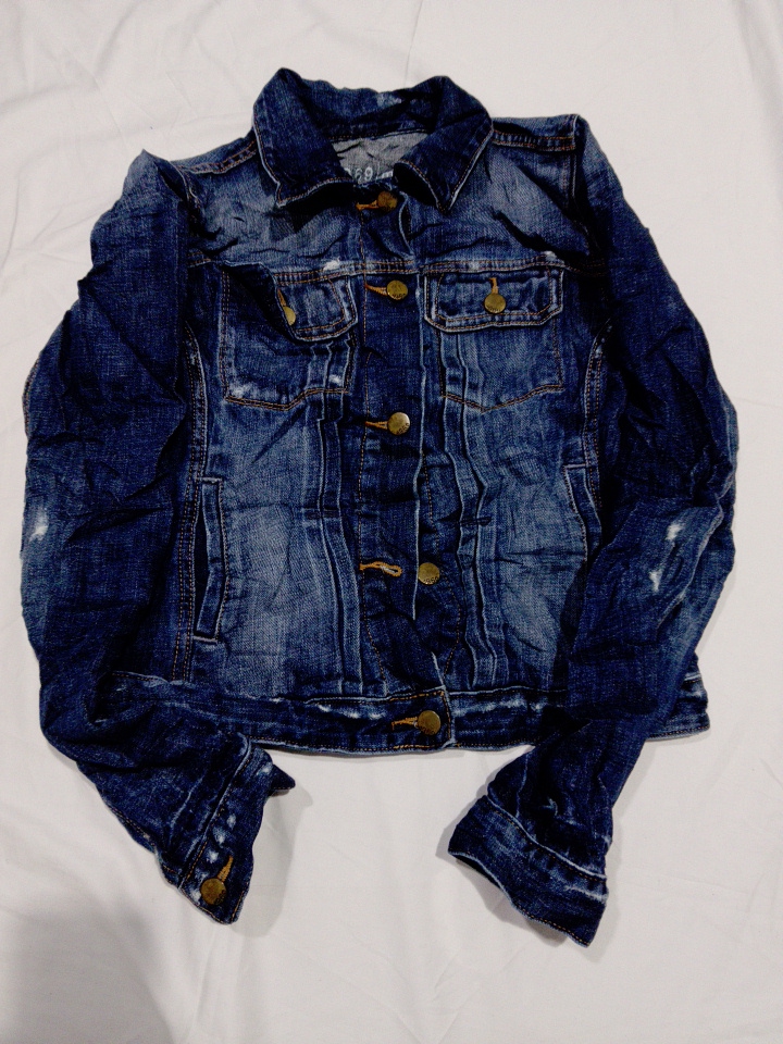 Distressed Blue Denim Jacket Size M