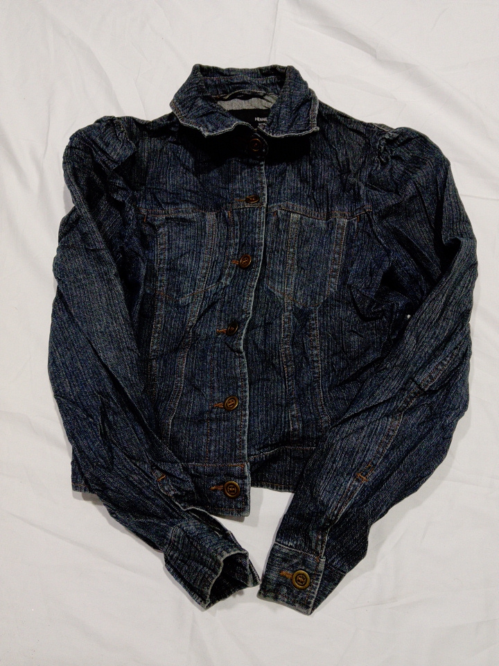 H&M Women's Puffed Sleeve Denim Jacket Size 8 Blue