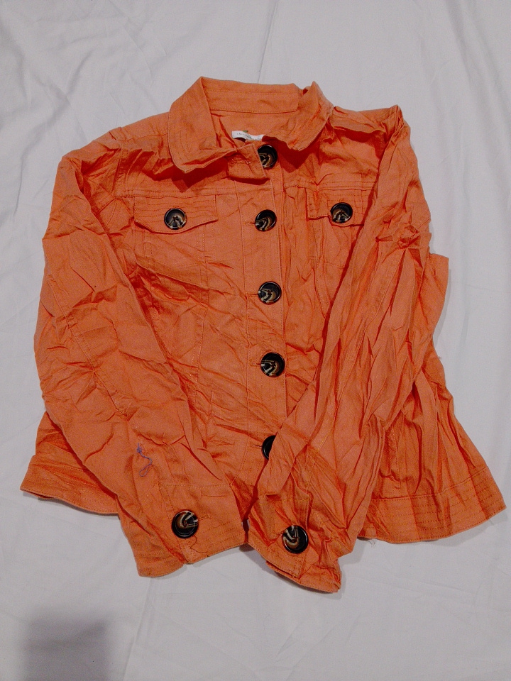 Christopher & Banks Orange Utility Button-Front Ja..