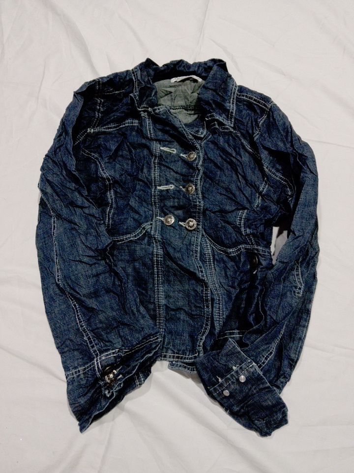 Mango Blue Denim Jacket with Button Front and Cont..