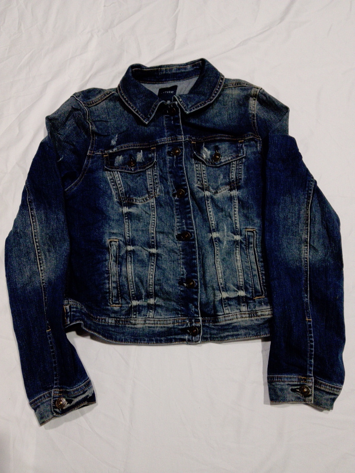 JUST USA Distressed Denim Jacket Size L