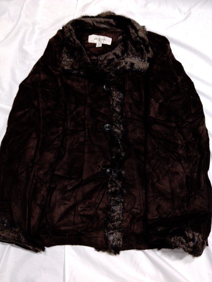 Veste en daim avec col en fourrure Liz Claiborne