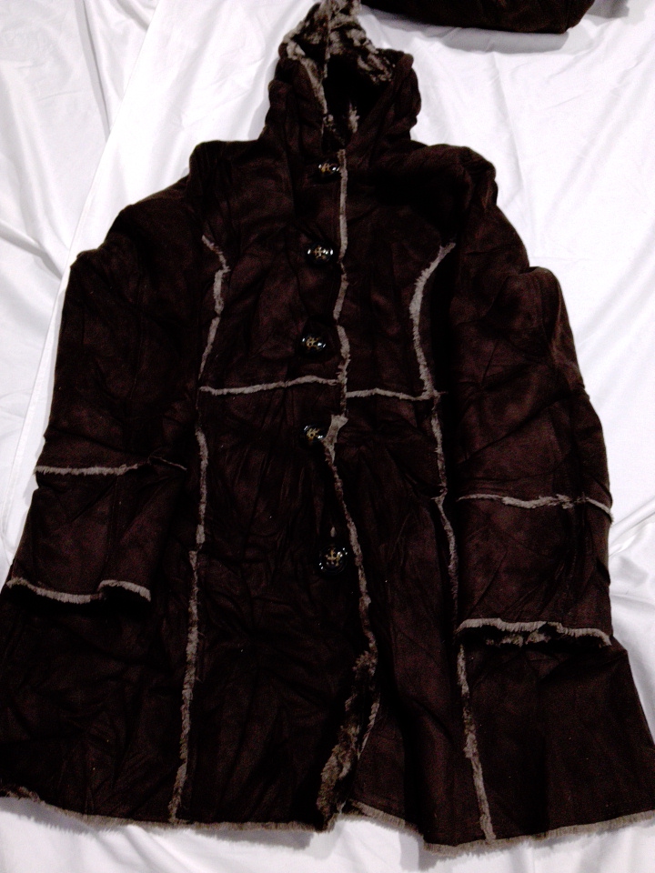 「Coldwater Creek ブラウンファー フード付きコート」