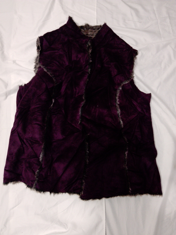 Purple Faux Fur Trimmed Waistcoat Vest