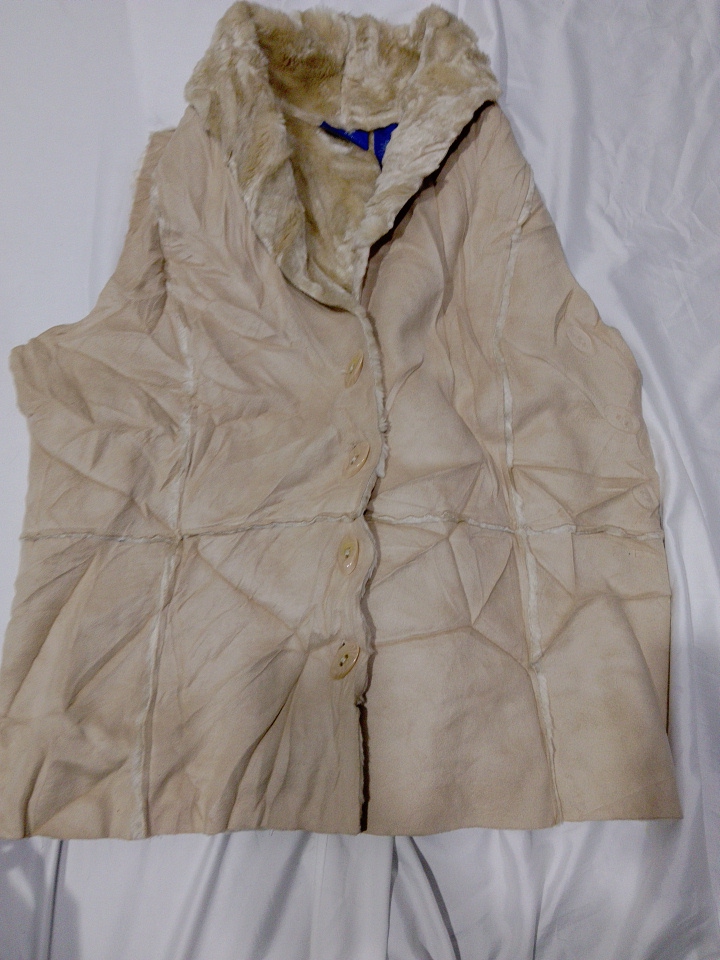 Beige Faux Fur Collar Waistcoat Vest - JHL Women's..