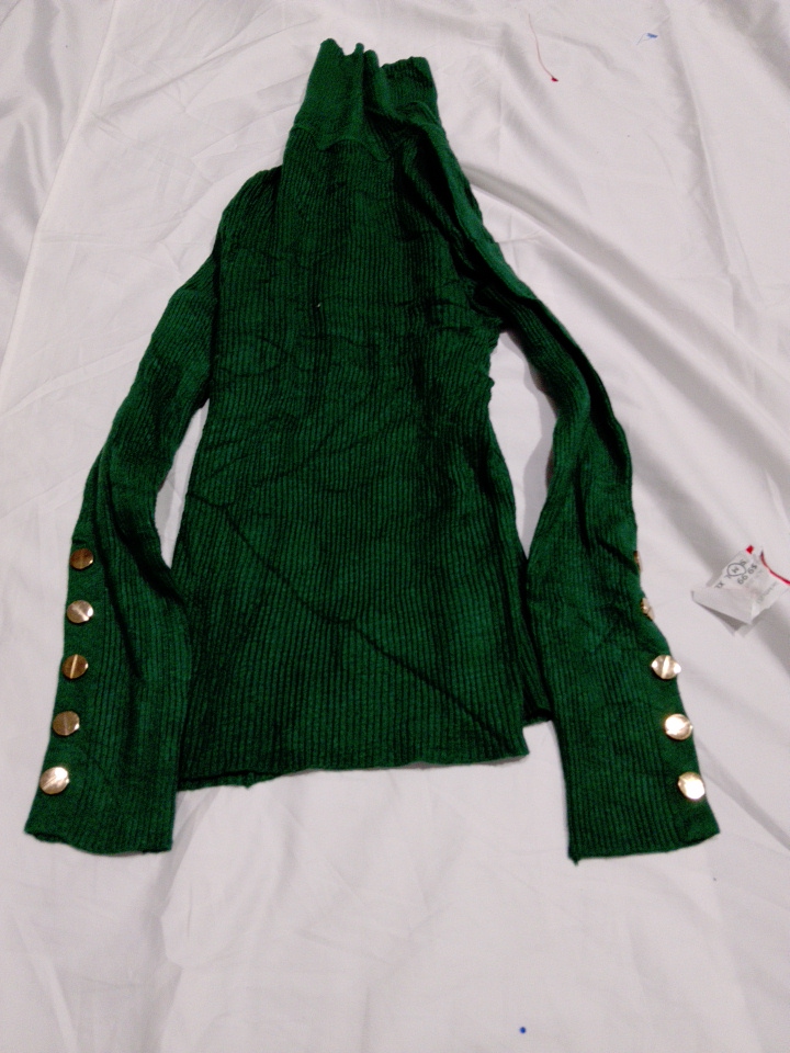 Green Knit Turtleneck Sweater