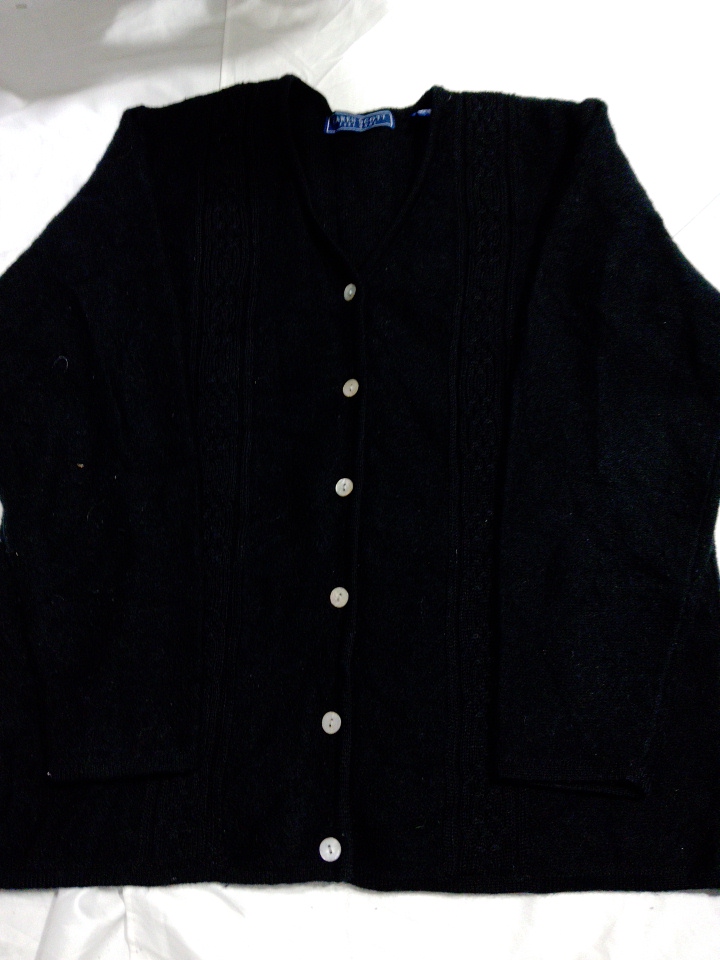 Karen Scott Black Wool Cardigan Sweater