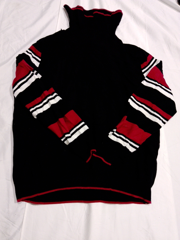 Alfred Dunner Schwarzer Gestreifter Rollkragenpull..