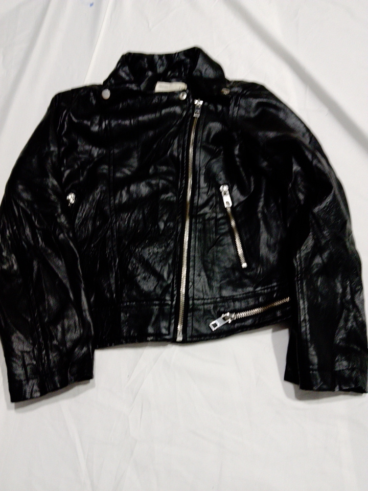 Zara Girls Schwarze Leder Bikerjacke