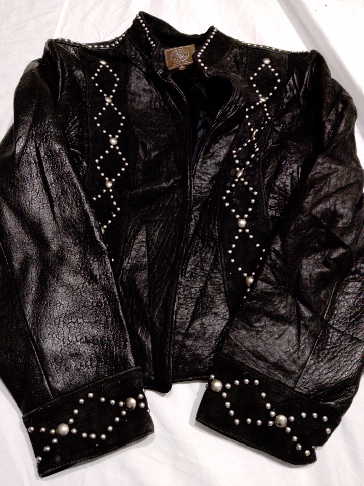 Double D Ranchwear Black Leather Studded Jacket