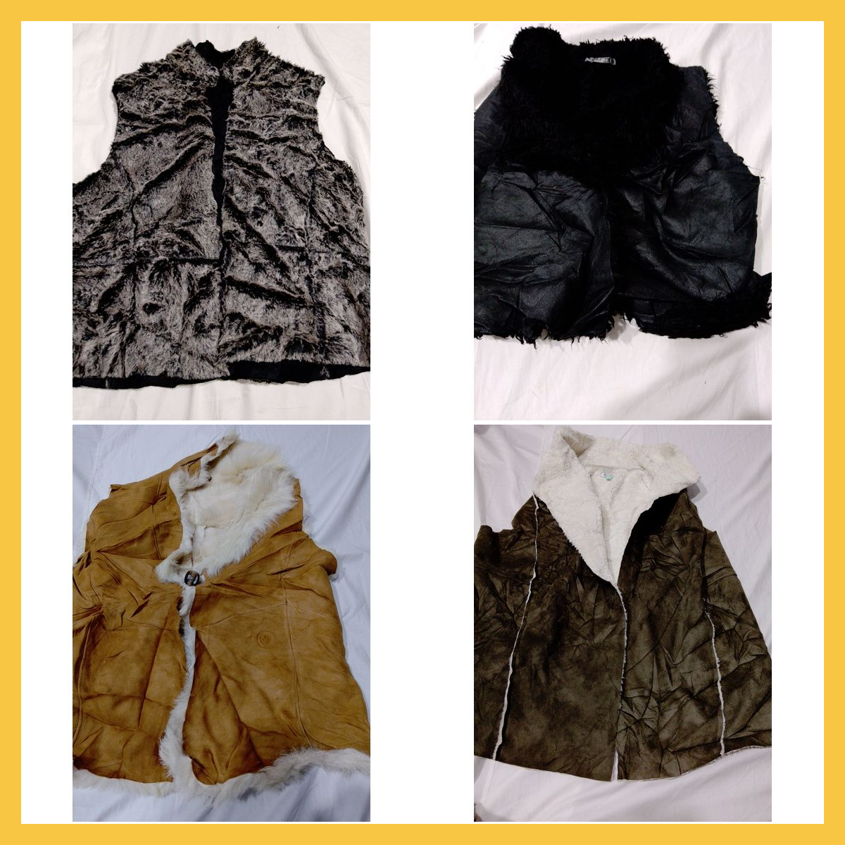 Ensemble de gilets en fausse fourrure et en suède ..