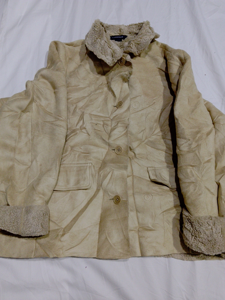 Lands' End Shearling Collar Coat