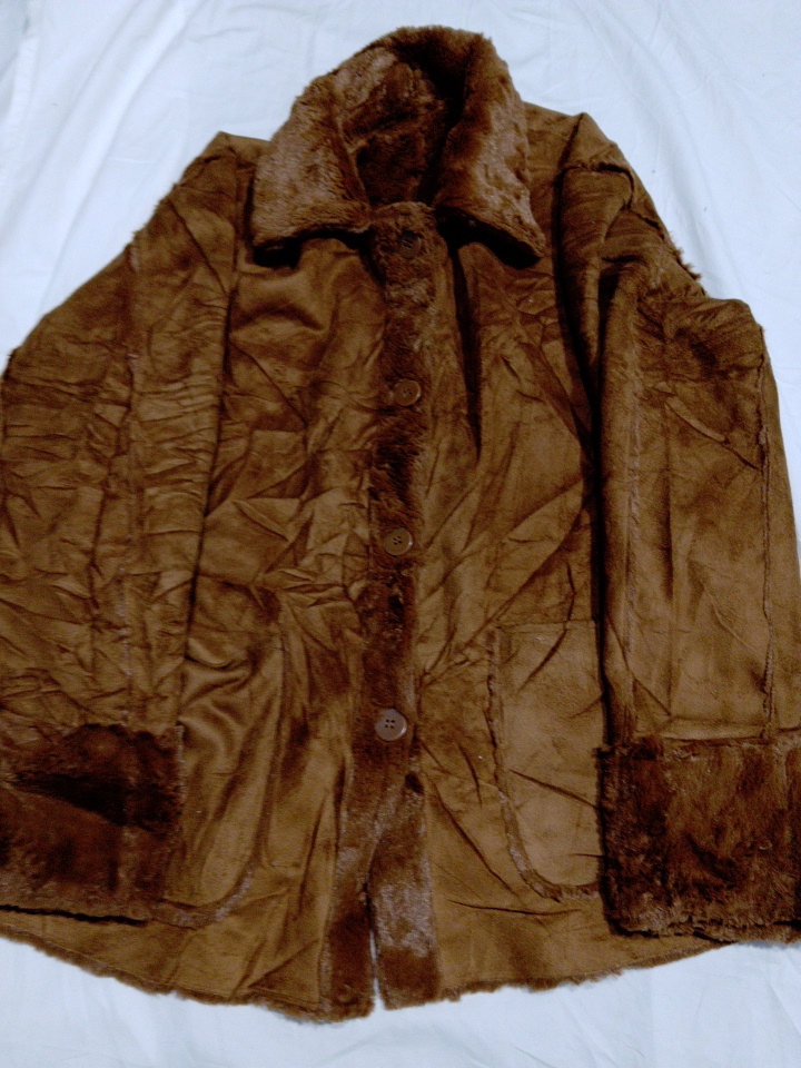 Unbranded Brown Suede Jacket with Fur Trim