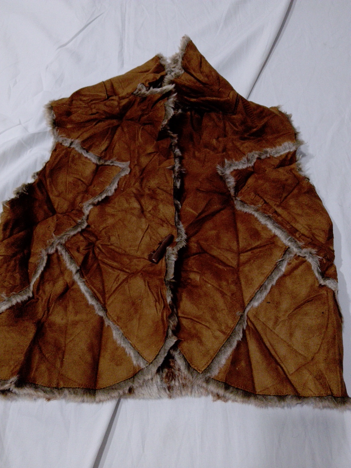 Faded Glory Brown Suede Fur Trim Vest