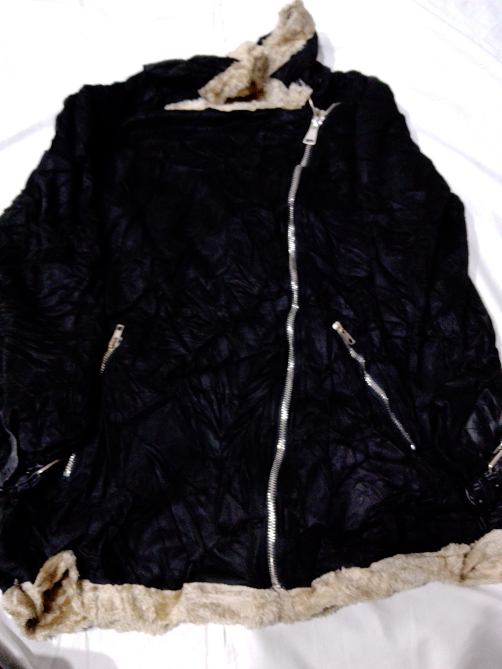 Unbranded Black Hooded Faux Fur Jacket