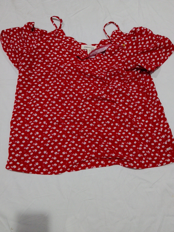 Monteau Printed Off-Shoulder Blouse