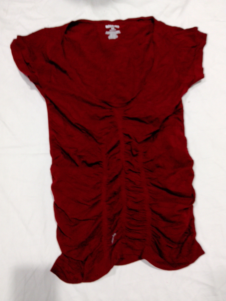 Mossimo Blusa senza maniche rossa arricciata