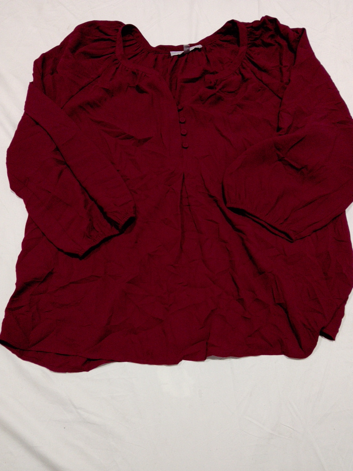 Dries Van Noten Burgundy Puffed Sleeve Blouse