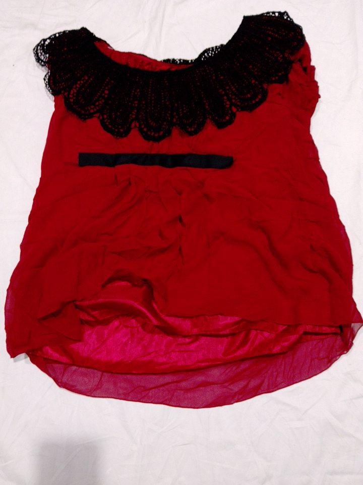 Studio M Red Lace Ruffle Blouse