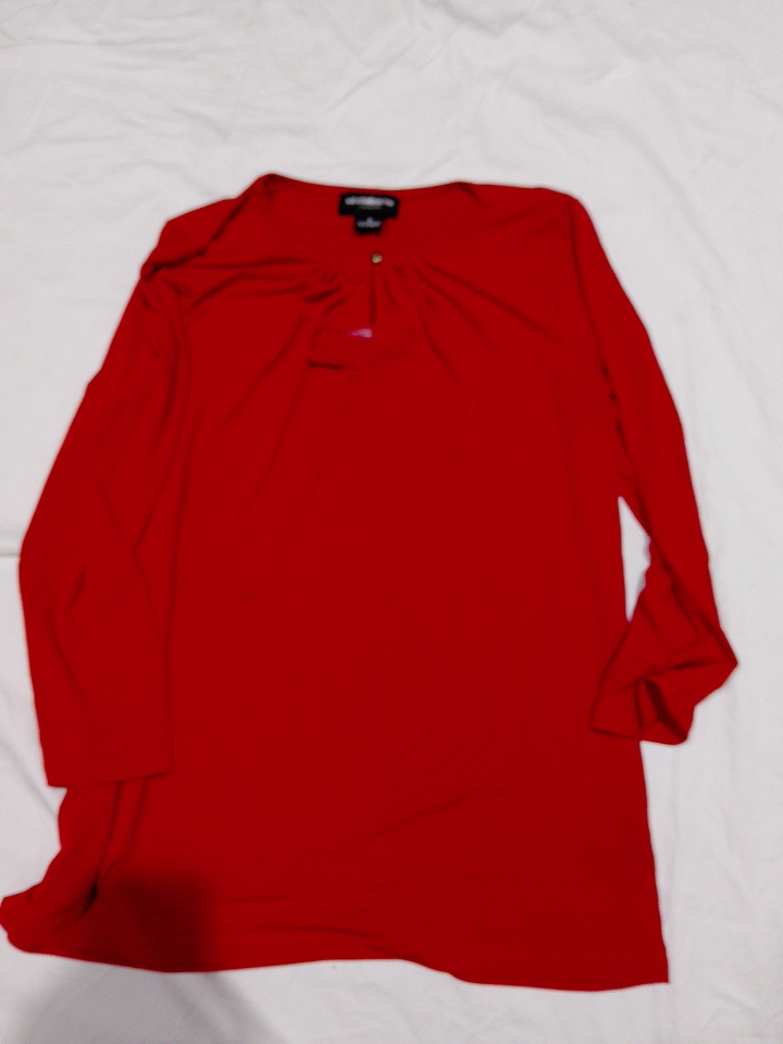 Ralph Lauren Red Long Sleeve Ruffle Blouse