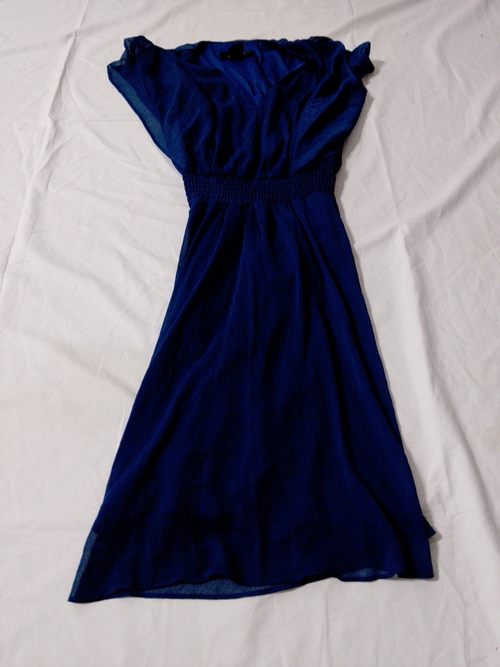 DKNY Navy Chiffon Midi Dress