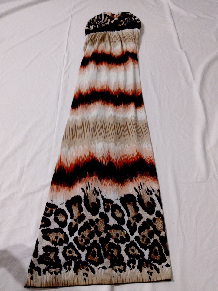 Robe maxi rayée sans bretelles non marquée