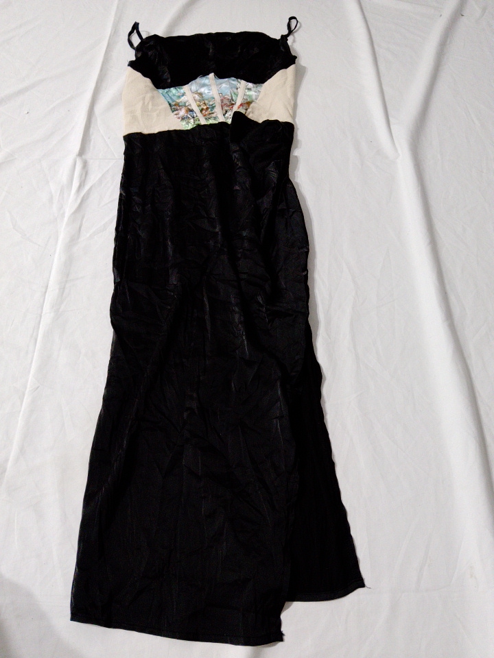 Black Slip Dress with Printed Panel