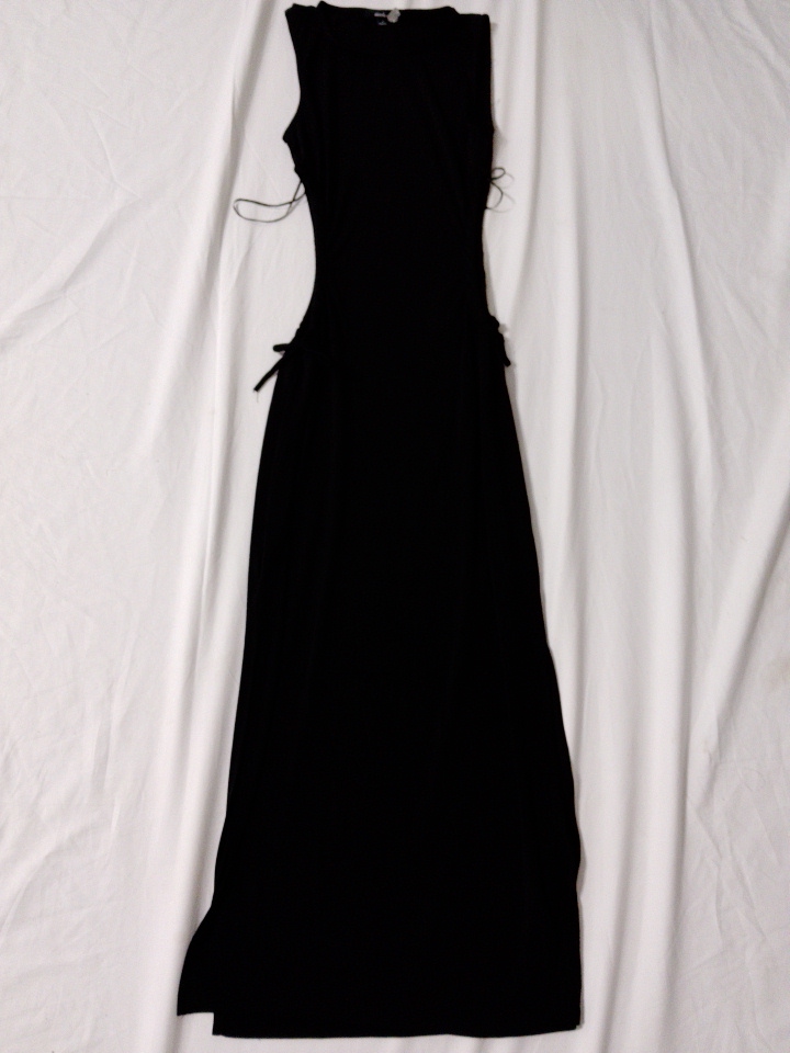 Vestido Sem Mangas Amarrado Lateral Ambbiara Preto