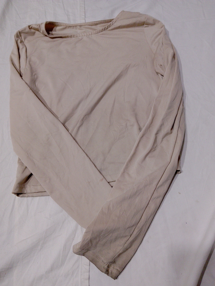 Unbranded Beige Cropped Long Sleeve Top