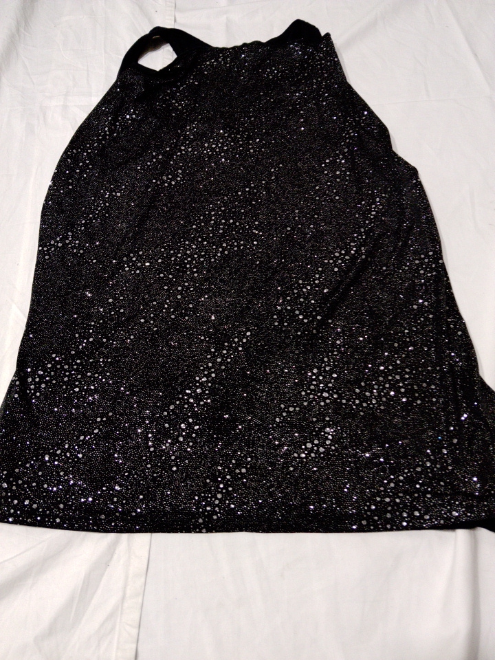 Black Sequined Zip-Up Sleeveless Top