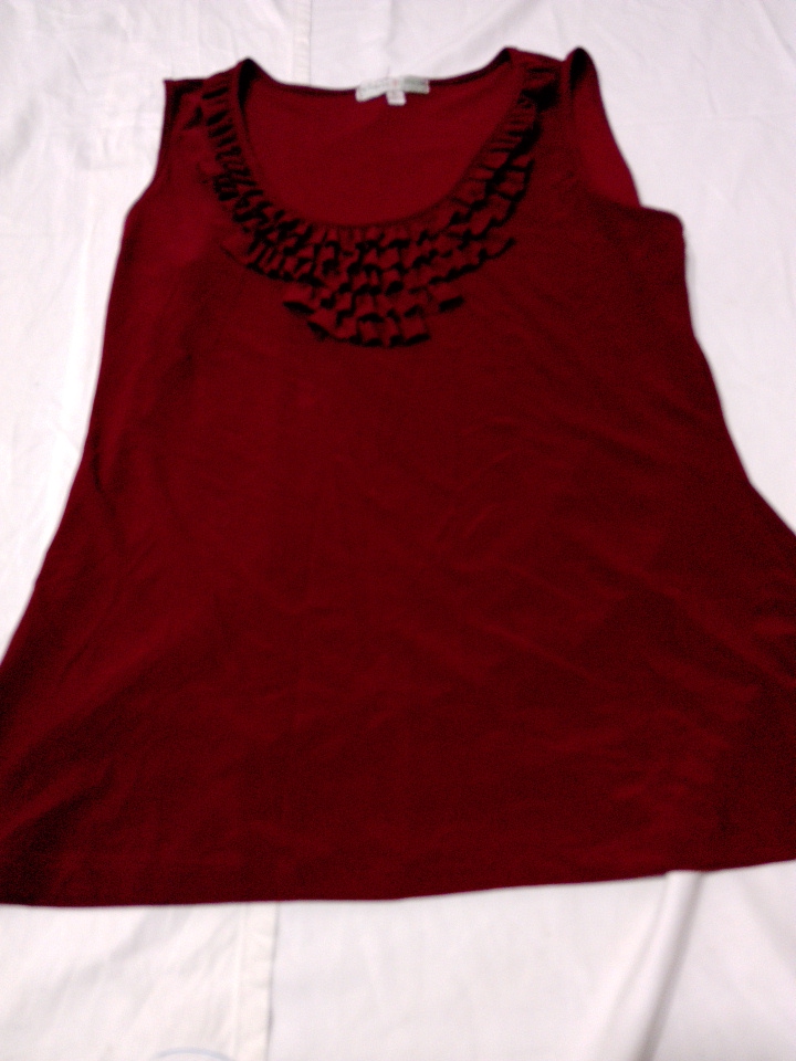 Suzi Red Ruffle Neck Tank Top
