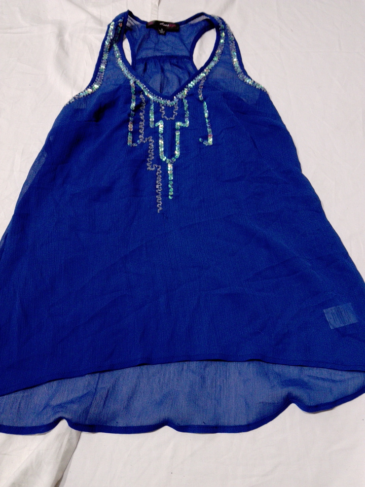 HeartSoul Blue Sheer Sequined Blouse